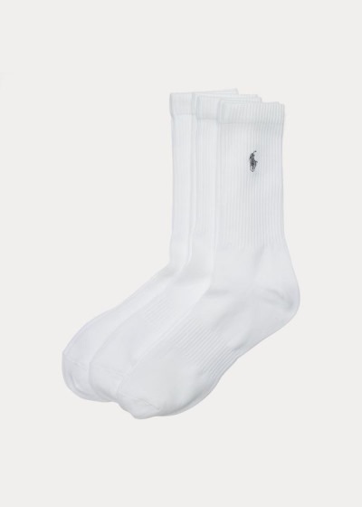 Calcetines Polo Ralph Lauren Hombre Blancos - Poly Tech Crew 3-Pack - KYMJI7549